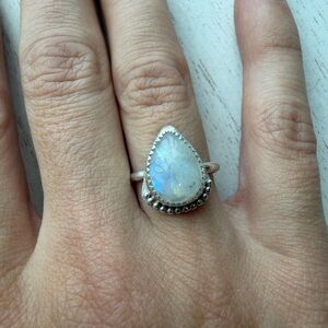 Silver Moonstone Teardrop Ring